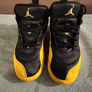 Youth Size 2- Jordan 12 Retro Black University Gold (GS).